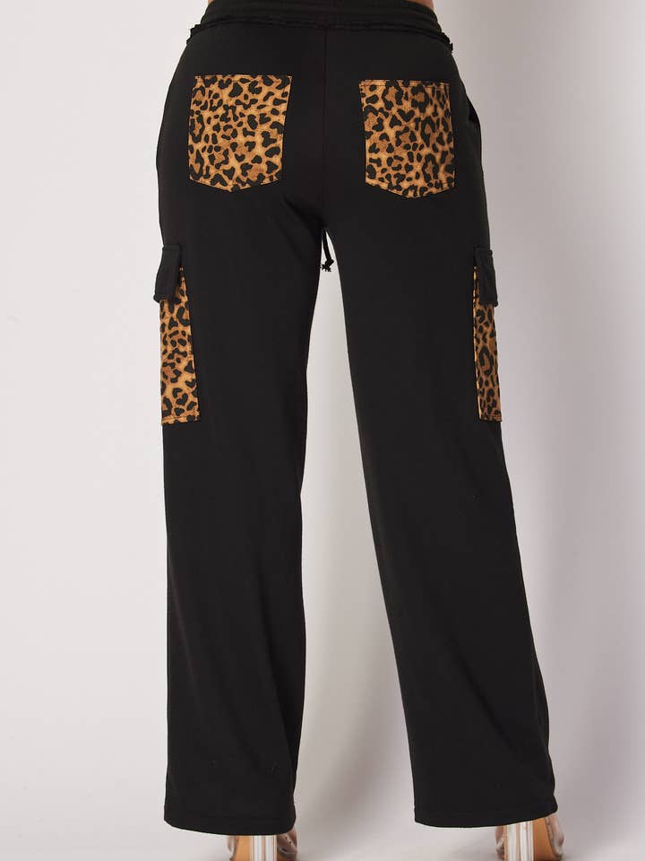 Angelina Denim Mix Leopard Print Straight Pants (HDP32959) for wholesale on Faire2