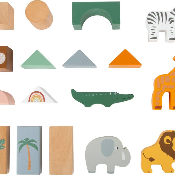 small foot - Vente Jouet en bois – enfant - Blocs de Construction en Bois « Safari »2