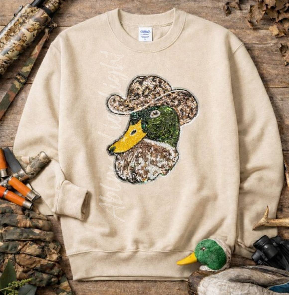 ABLNco - Wholesale Sweatshirt - Women's - Western Mallard Duck Hunting Sequins Patch Sweatshirt0