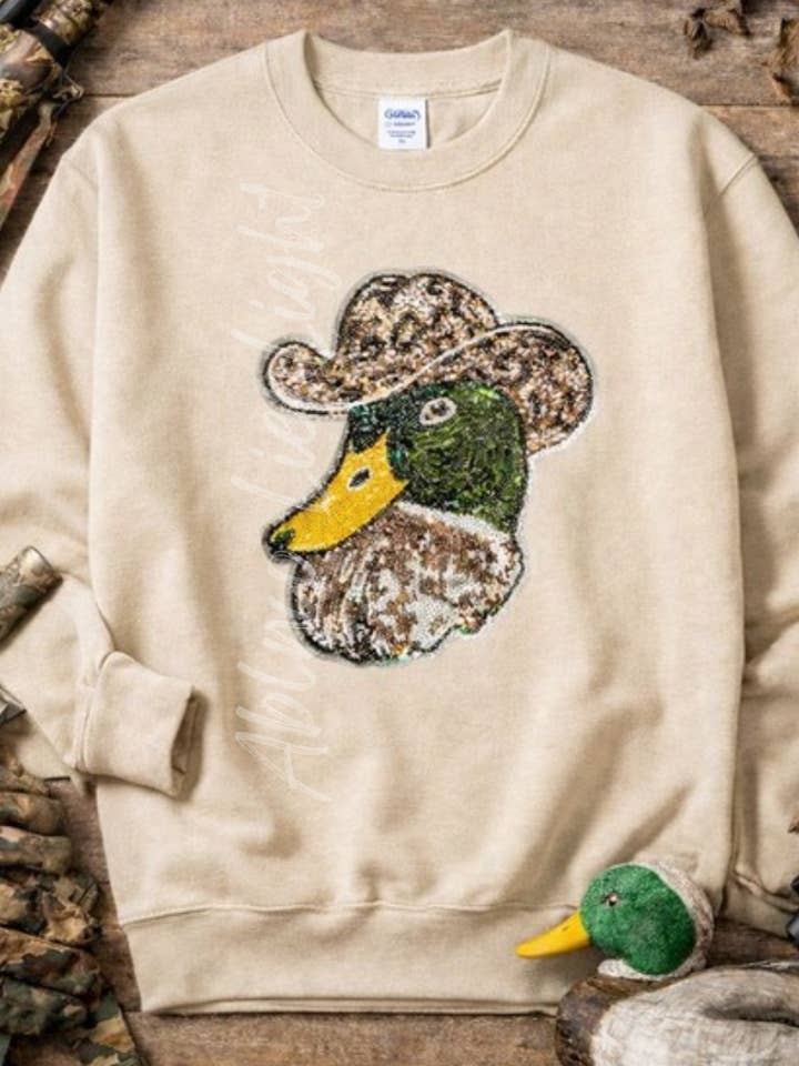 ABLNco - Wholesale Sweatshirt - Women's - Western Mallard Duck Hunting Sequins Patch Sweatshirt