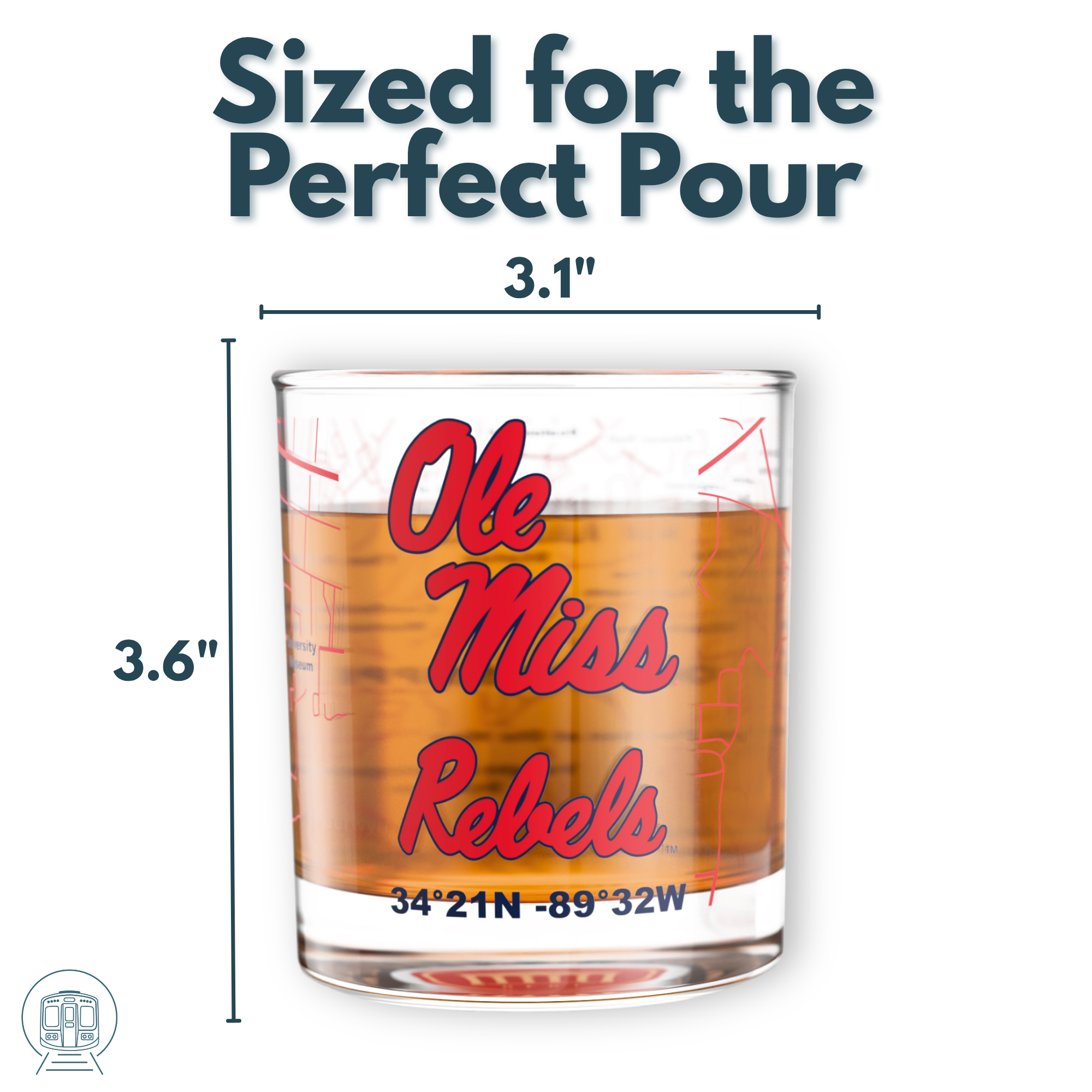 Greenline Goods - Wholesale Cocktail/Liquor Glass - University of Mississippi Rebels College Whiskey Glasses (Set of 2), 10 oz – Full-Color Logo + Campus Map4