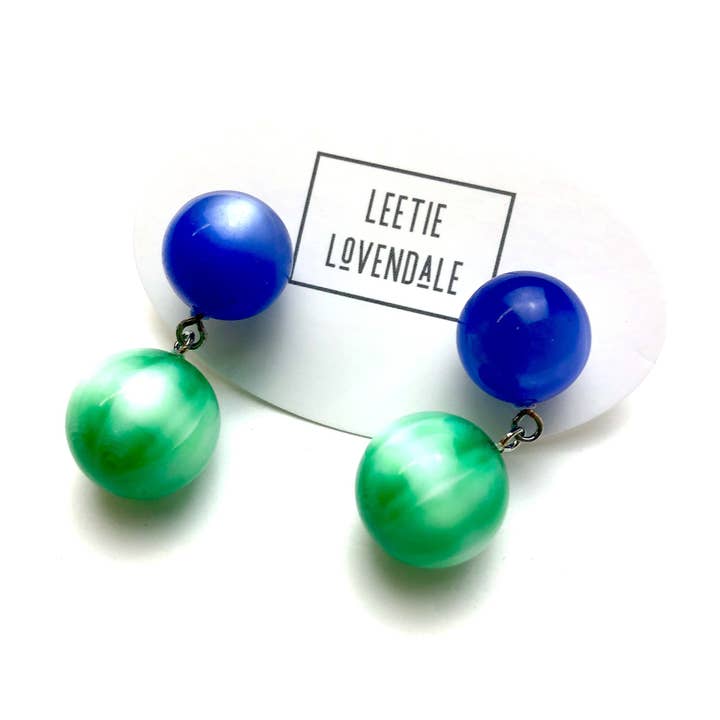 Blå & grön Starburst Moonglow Lollipop Drop örhängen för wholesale av Leetie Lovendale