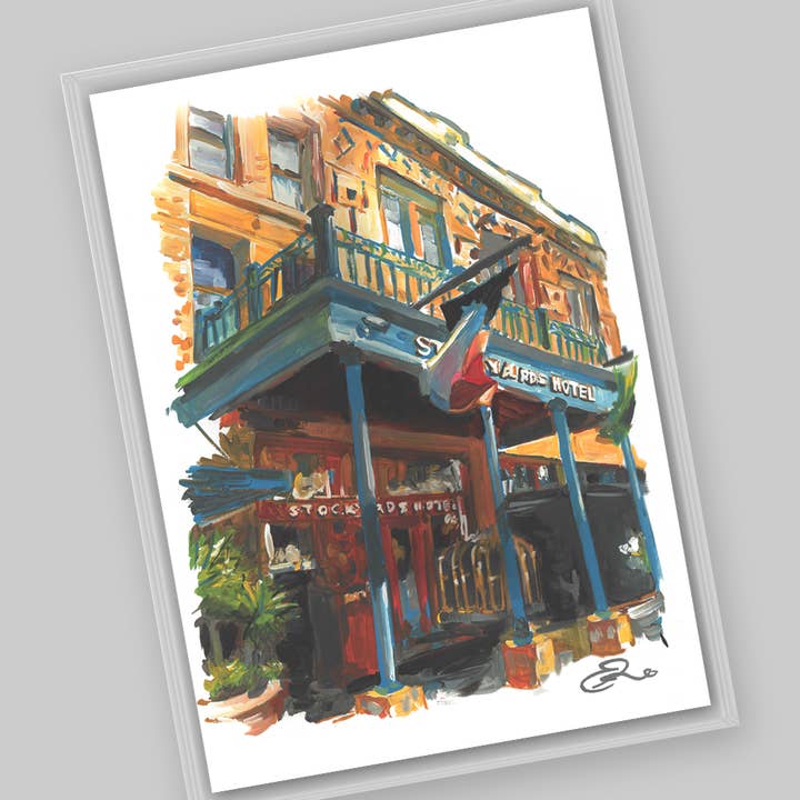 Fort Worth – Stockyards Hotel Postcard for wholesale by Eric Hanson Artwork