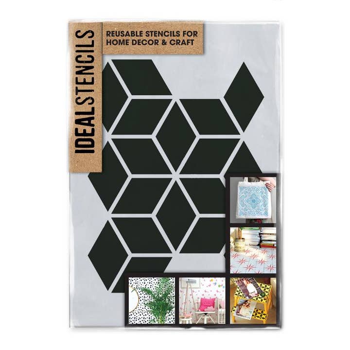 3D Cube Repeat Pattern Stencil for wholesale by Ideal Stencils