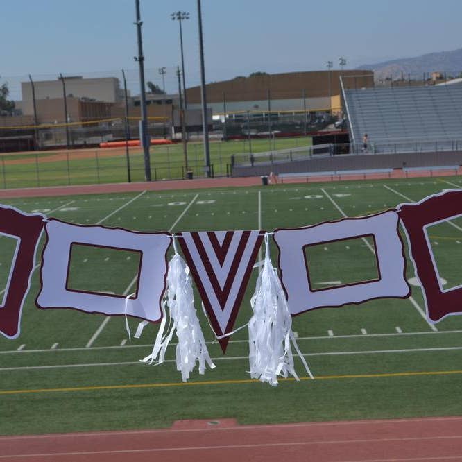 Maroon and White Frame Garland for wholesale by Tin Parade
