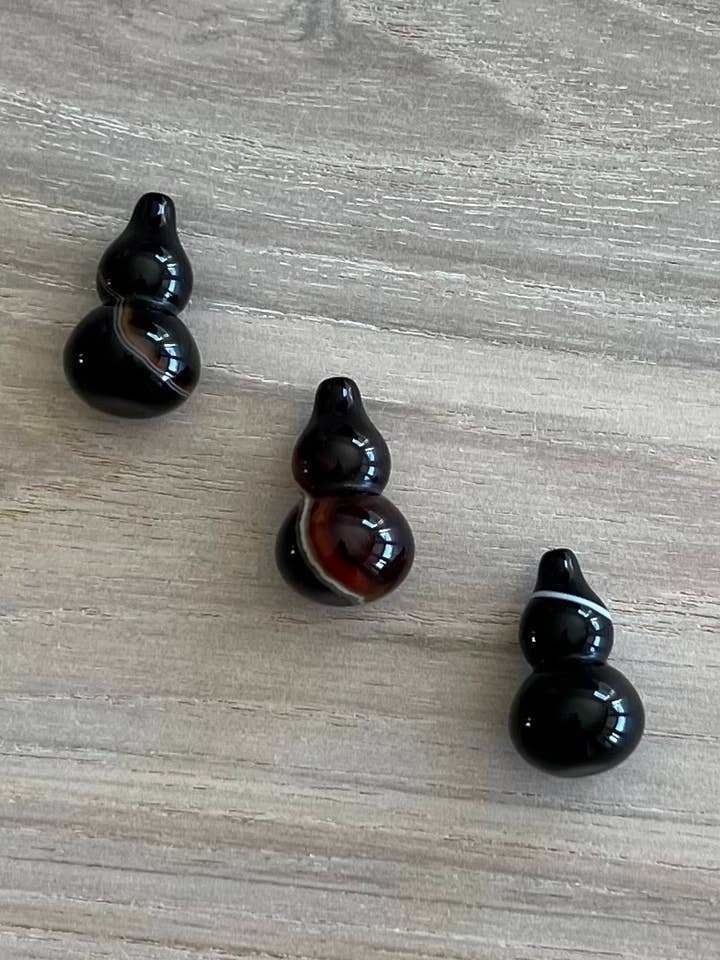 Dark Agate Wu Lou Gourd or Calabash Carving for wholesale by Luna Rae