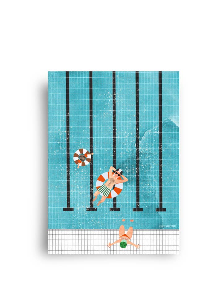 postcard 'swimming pool blue' for wholesale by STUDIOZWAANSTRAAT