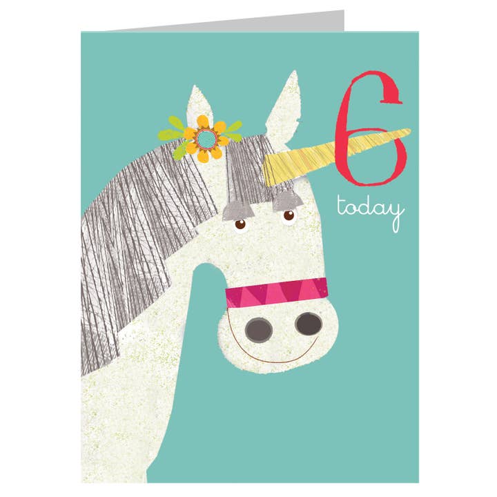 Cartão de 6º Aniversário AW12 Mini Unicorn por atacado de Kali Stileman Publishing