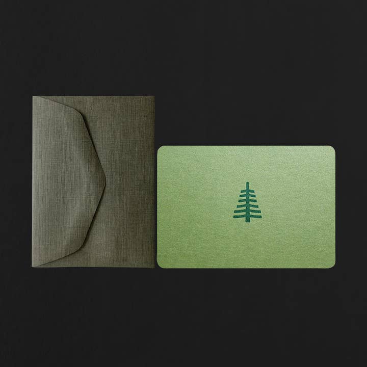 Mini SAPIN card with khaki mini envelope for wholesale by le typographe