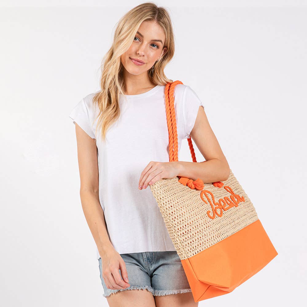 Sensibling Corp. – Engroshandel Strandtaske – Strandtaske med broderet BEACH-budskab, hæklet med tov-håndtag22