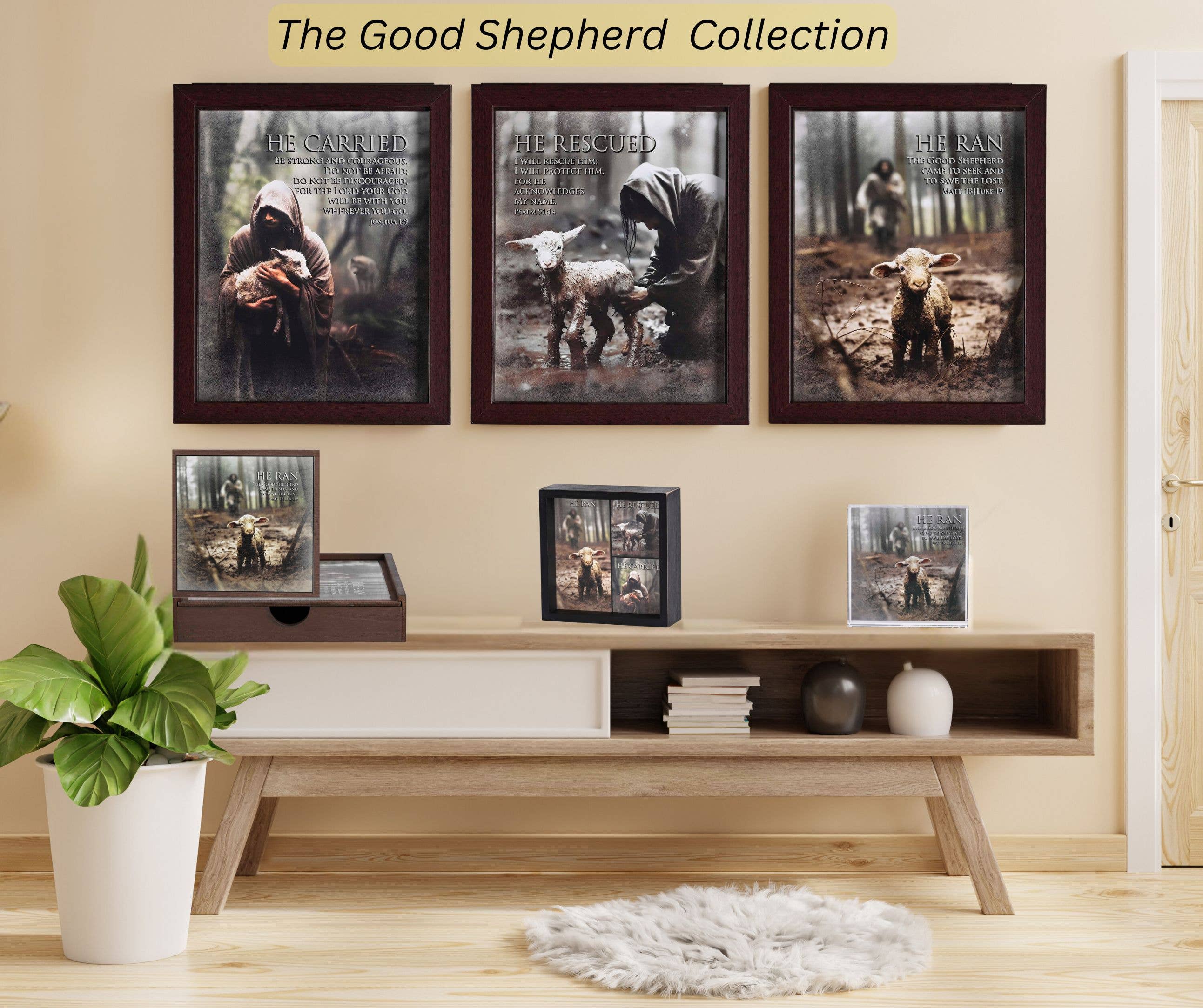 Dicksons – wholesale Decorative tabletop object – Framed Art Lamb 8x10 He Ran Matt18:12-144