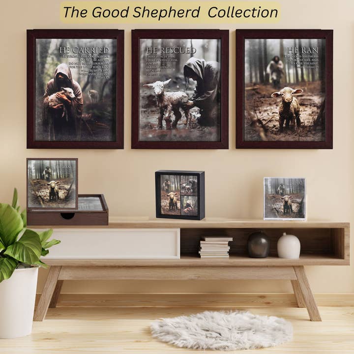 Dicksons – wholesale Decorative tabletop object – Framed Art Lamb 8x10 He Ran Matt18:12-144