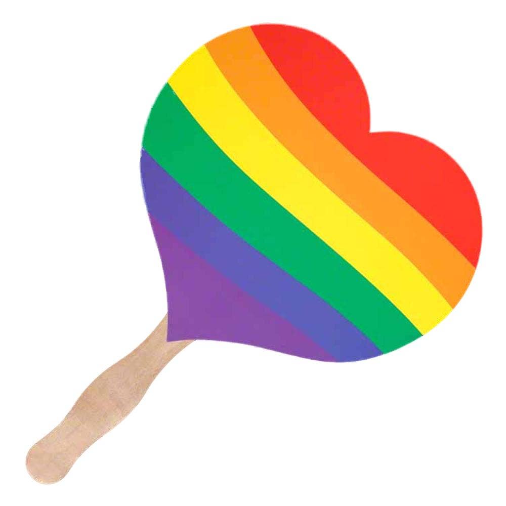 Blinkee.com, LLC - Wholesale Handheld Folding Fan - Heart Shaped Non Light Up Rainbow Hand Fan0