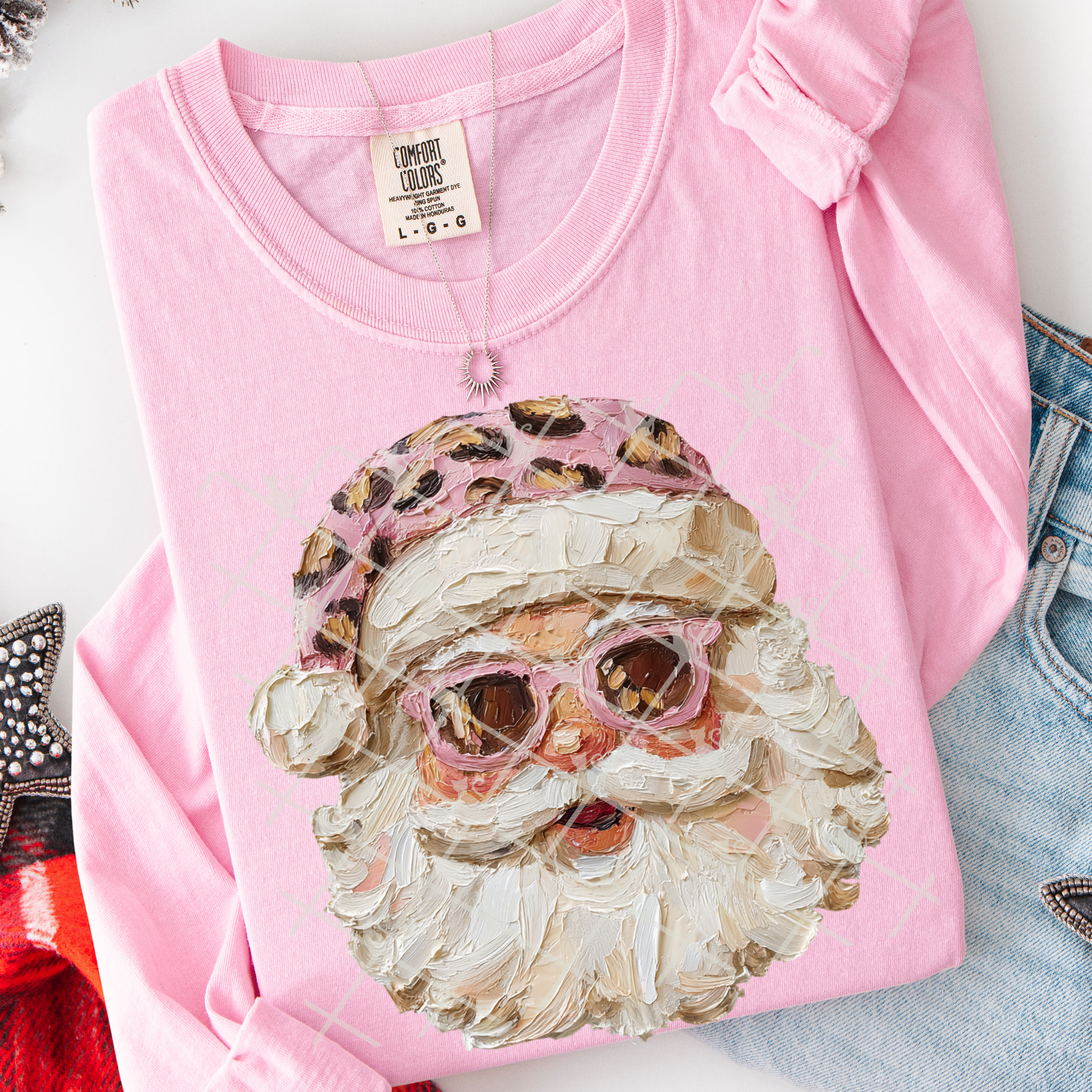 Flawless Transfers - Wholesale Sublimation Transfer - Hand Painted Leopard Hat Santa #2786 DTF Transfer0