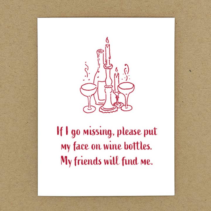 If I Go Missing, Wine Labels for wholesale by JK Cards for just kidding around
