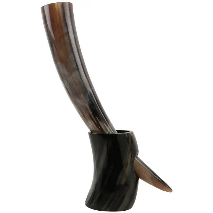 Muqeem & Brothers - Venta al por mayor Vaso/copa - Cuerno de beber vikingo real con soporte, vasos, 14 pulgadas
