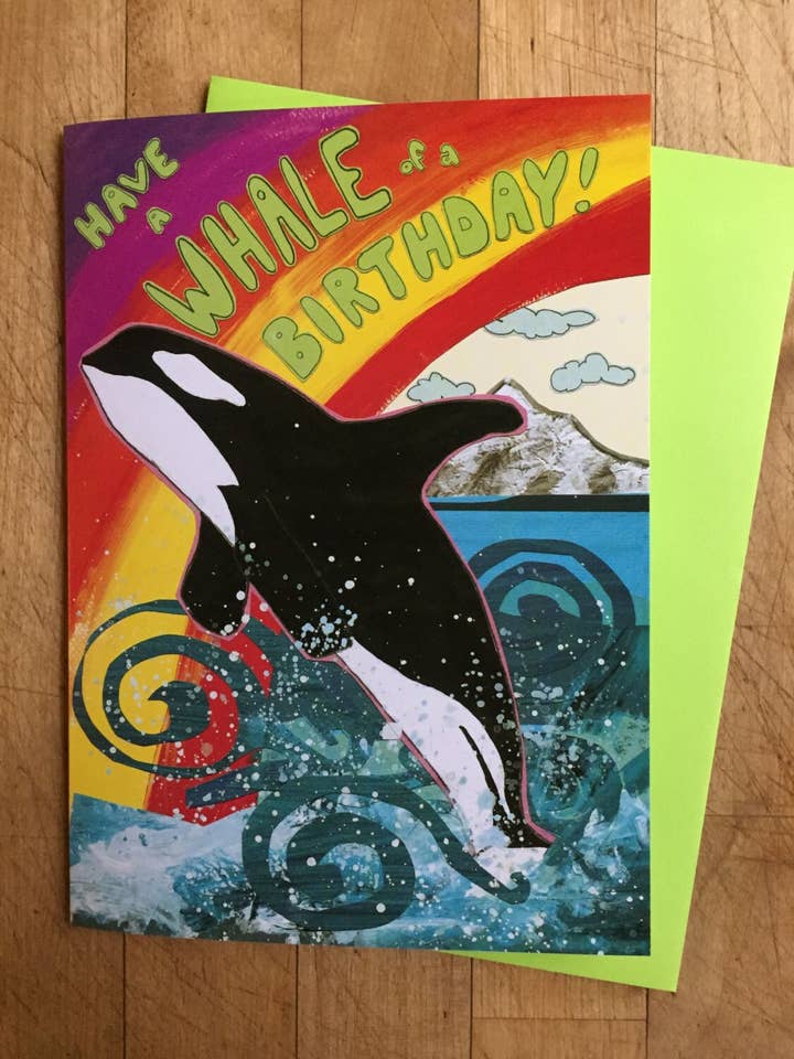 Whale Birthday Card for wholesale by Sunde White Industries