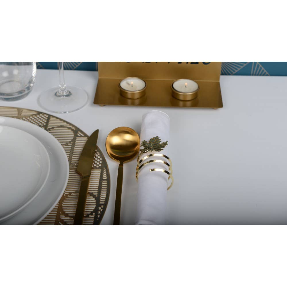 AULICA – Großhandel Serviettenringe – Set aus 4 Serviettenringen mit Weinblättern1