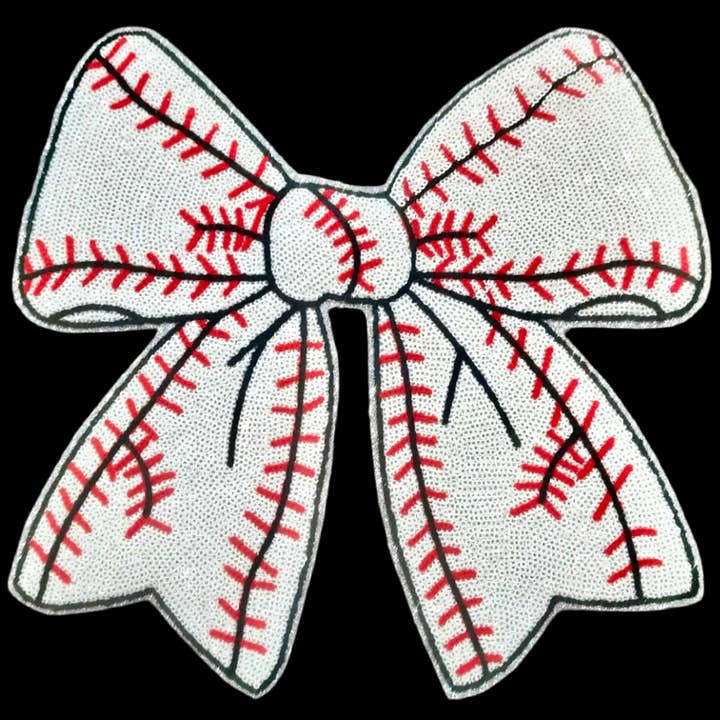 sequinandstiches - Wholesale Patch - Baseball Bow Patch, 11", Sequin Patch, Bow Patch, Large Patch, Sports Patch, Game Day Patch, DIY2