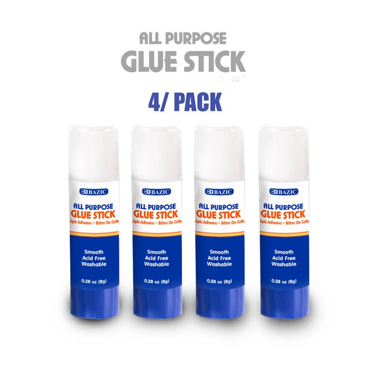 BAZIC Products - Wholesale Glue - Glue Stick Premium 0.28 oz (8g)(4/Pack)