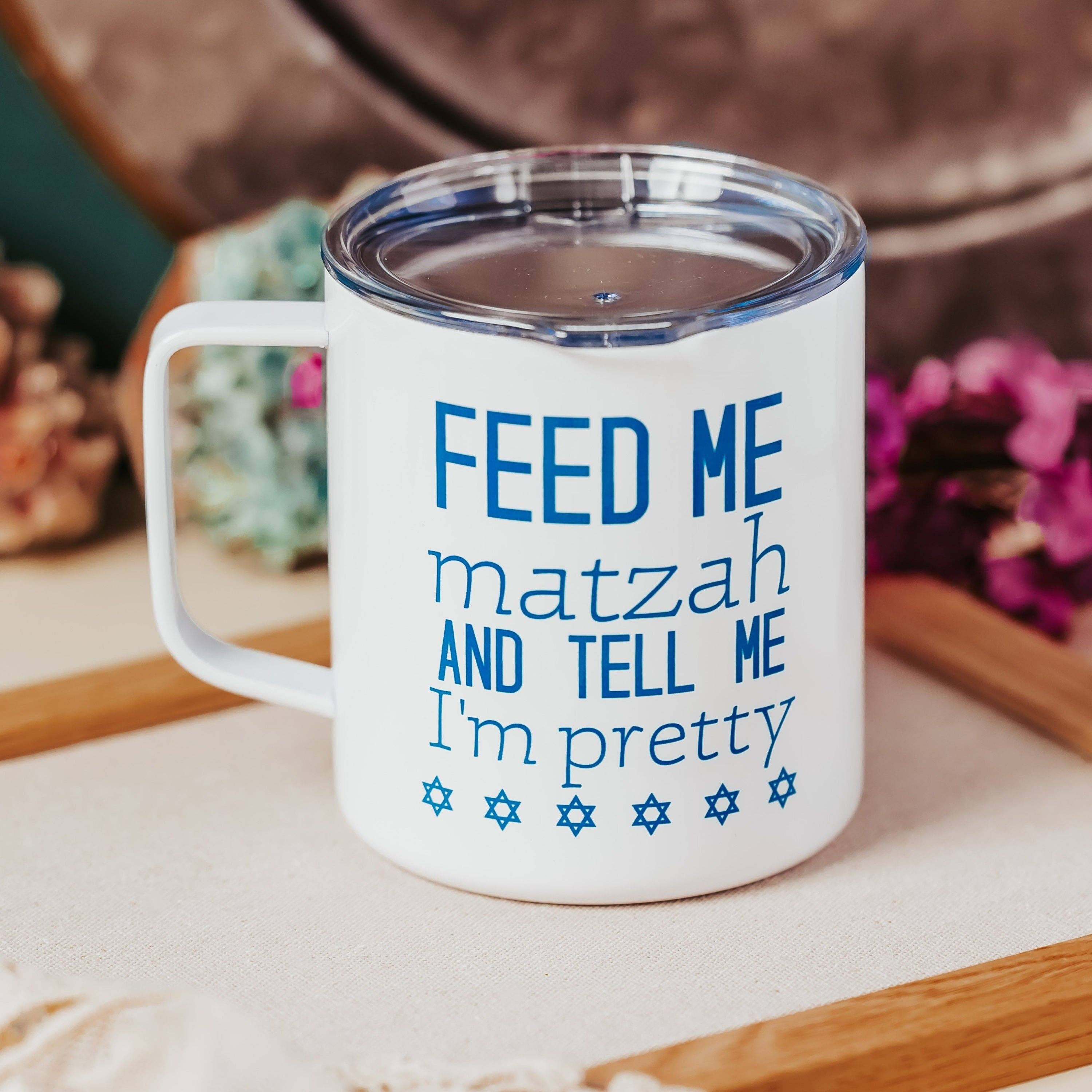 Salt Sparkle Shalom - Wholesale Insulated Mug/Tumbler - Feed Me Matzah Passover Insulated Mug with Lid1