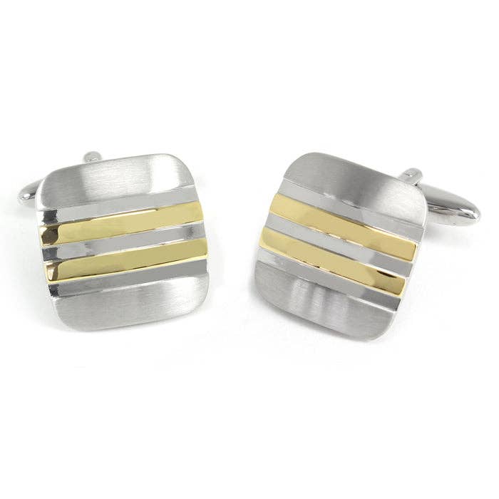 Centre Stripes Shiny Rhodium Finish Cufflinks for wholesale by Sophos