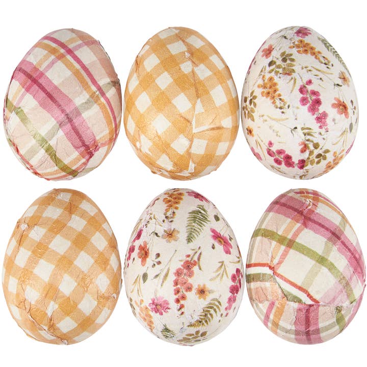 Gingham Wooden Eggs for wholesale by Primitives by Kathy