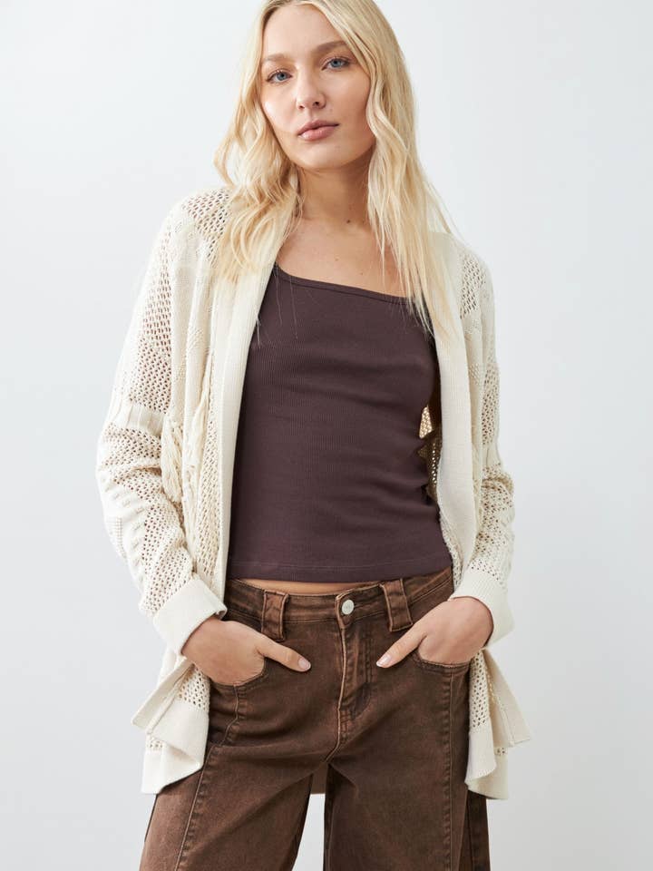 Shawl cardigan with fringes for wholesale by Lolita