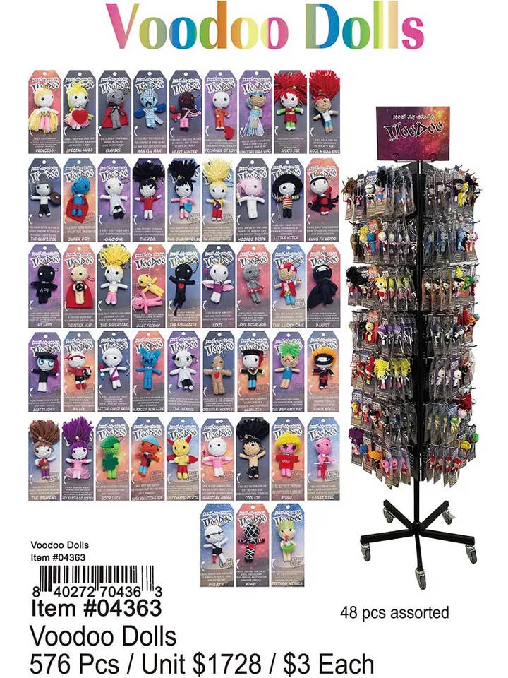 Voodoo-Puppen Grande 576 Stk. für den Großhandel von Puka Creations