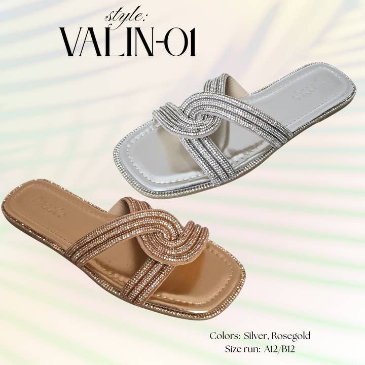 Sandales plates d'été en strass VALIN-01 pour femmes pour la vente par Pazzle