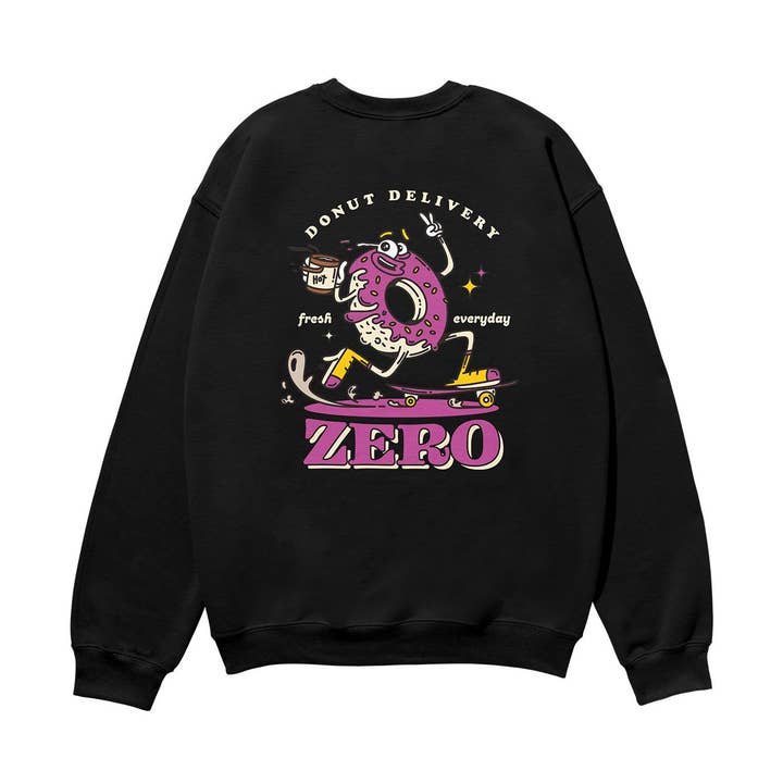 Felpa Pesante Organica per Consegna di Ciambelle Nera per la vendita all'ingrosso da parte di Weekend Concept