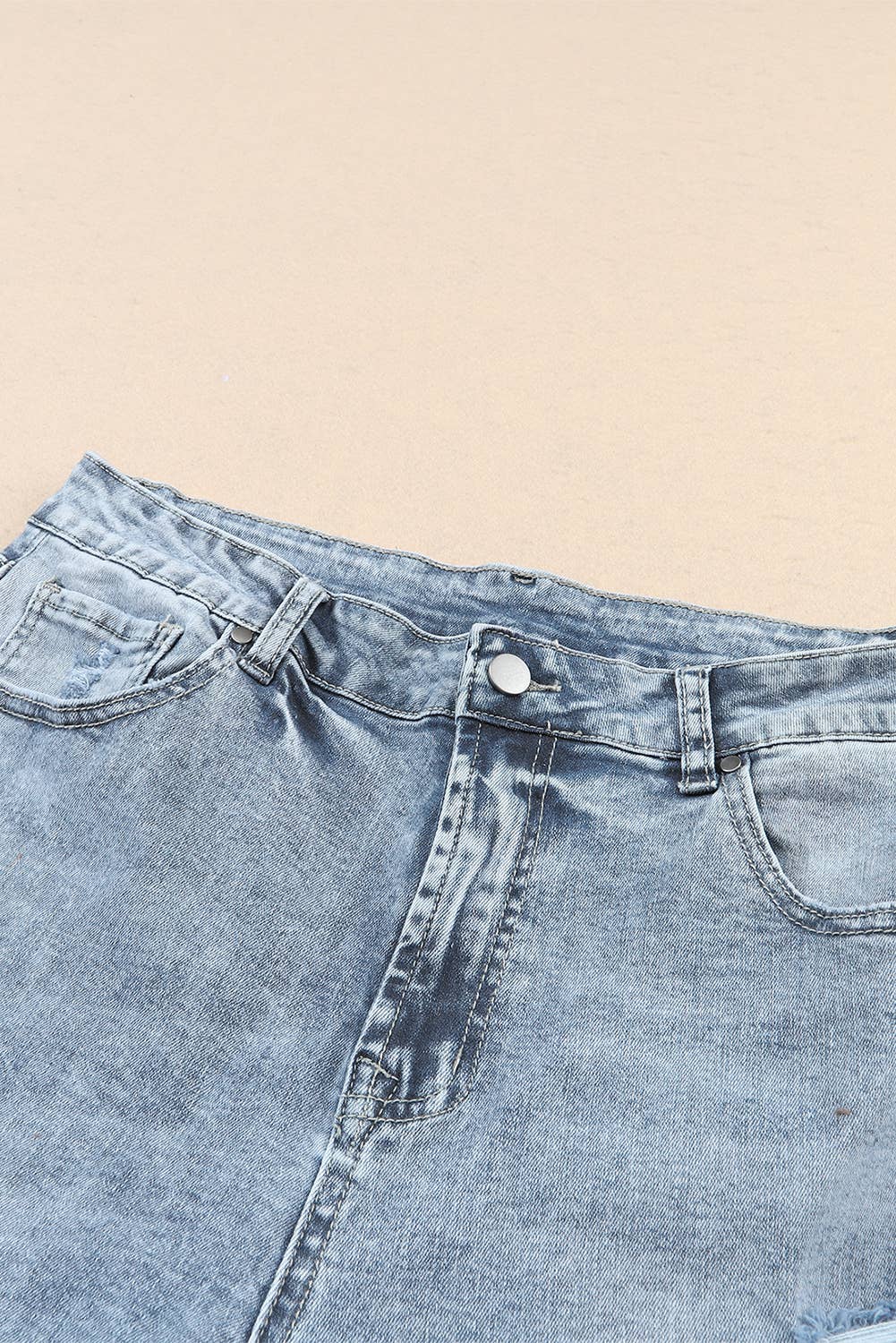 FULL TIME PURCHASE - Wholesale Jeans - Women's - Light Wash Frayed Slim Fit High Waist Jeans8