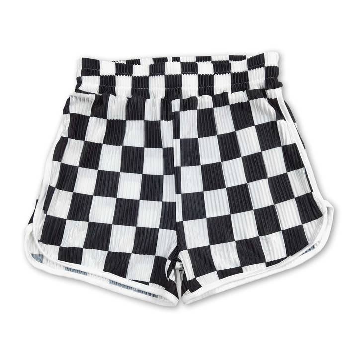 Yawoo Garments - Wholesale Shorts - Kids - Black plaid kids girls summer shorts