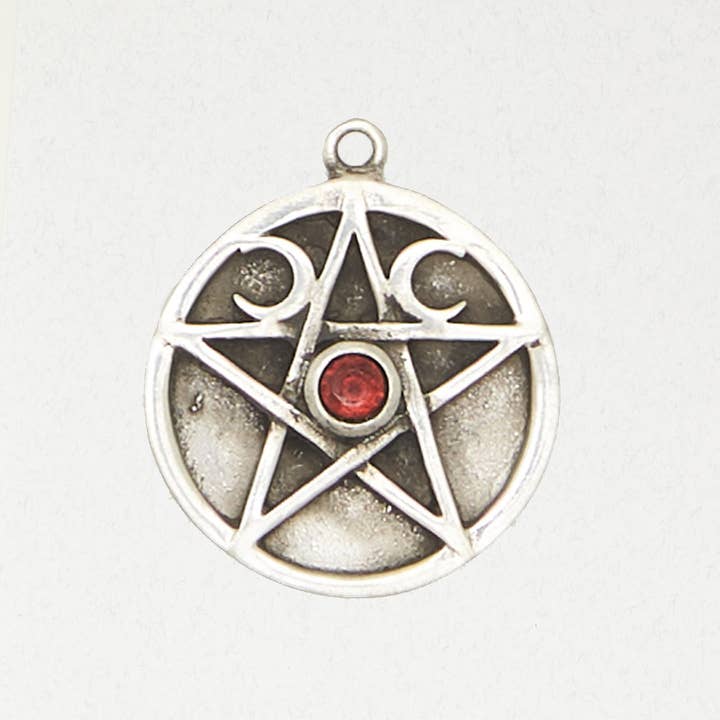 Nirvana – Engroshandel Vedhæng/charm – Wicca Vedhæng - Halvmåne Pentakel med Ægte Sten