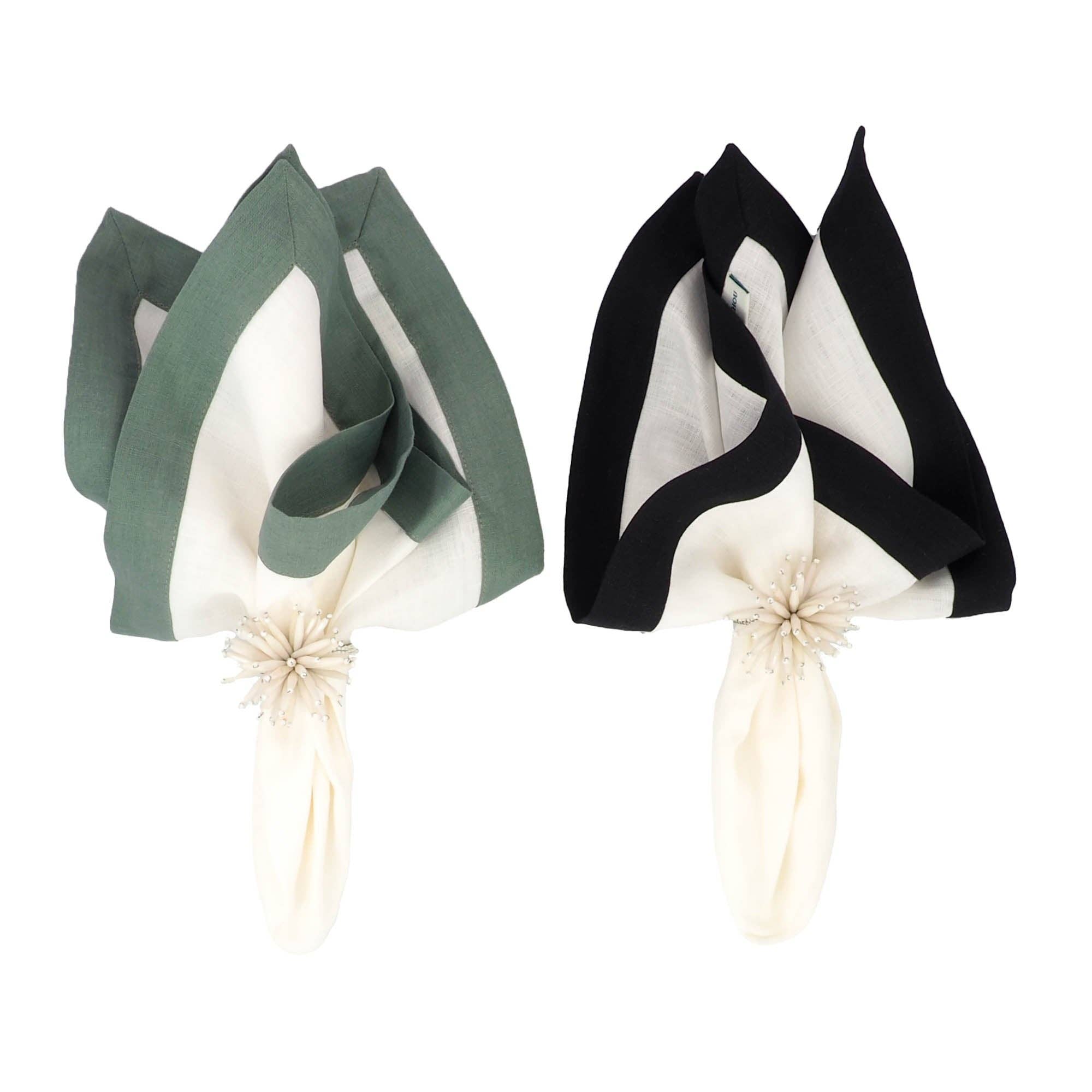 Chouchou Touch – Engroshandel Middags- og stofserviet – Linnedservietter med sorte kanter, sæt med 48