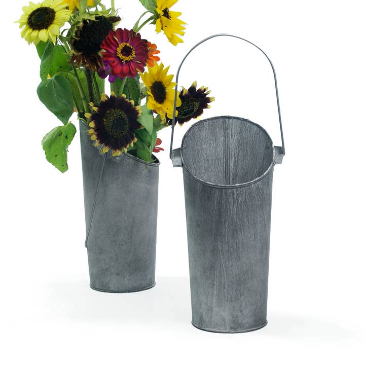 Buhi Imports - Venta al por mayor Cubos/baldes - Cubeta de metal para pared con acabado vintage incluida0