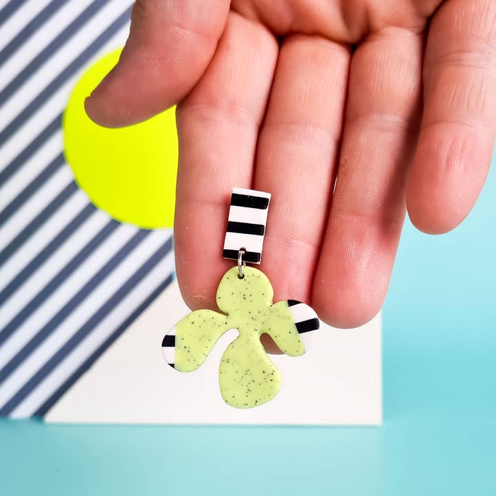 Mono - Wholesale Dangle Earrings - neon yellow and mint handmade polymer clay earrings21