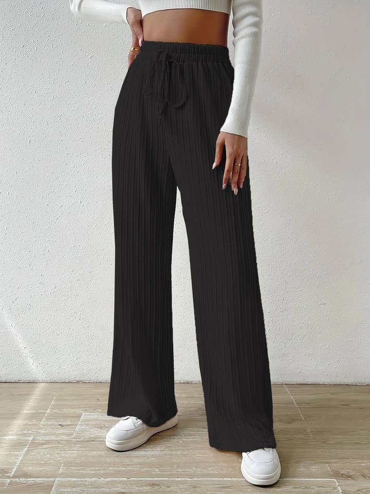 Suhkasana - Wholesale Lounge Sweatpants/jogging bottoms – Women's - Textured Knit High Waist Wide Leg Lounge Pants