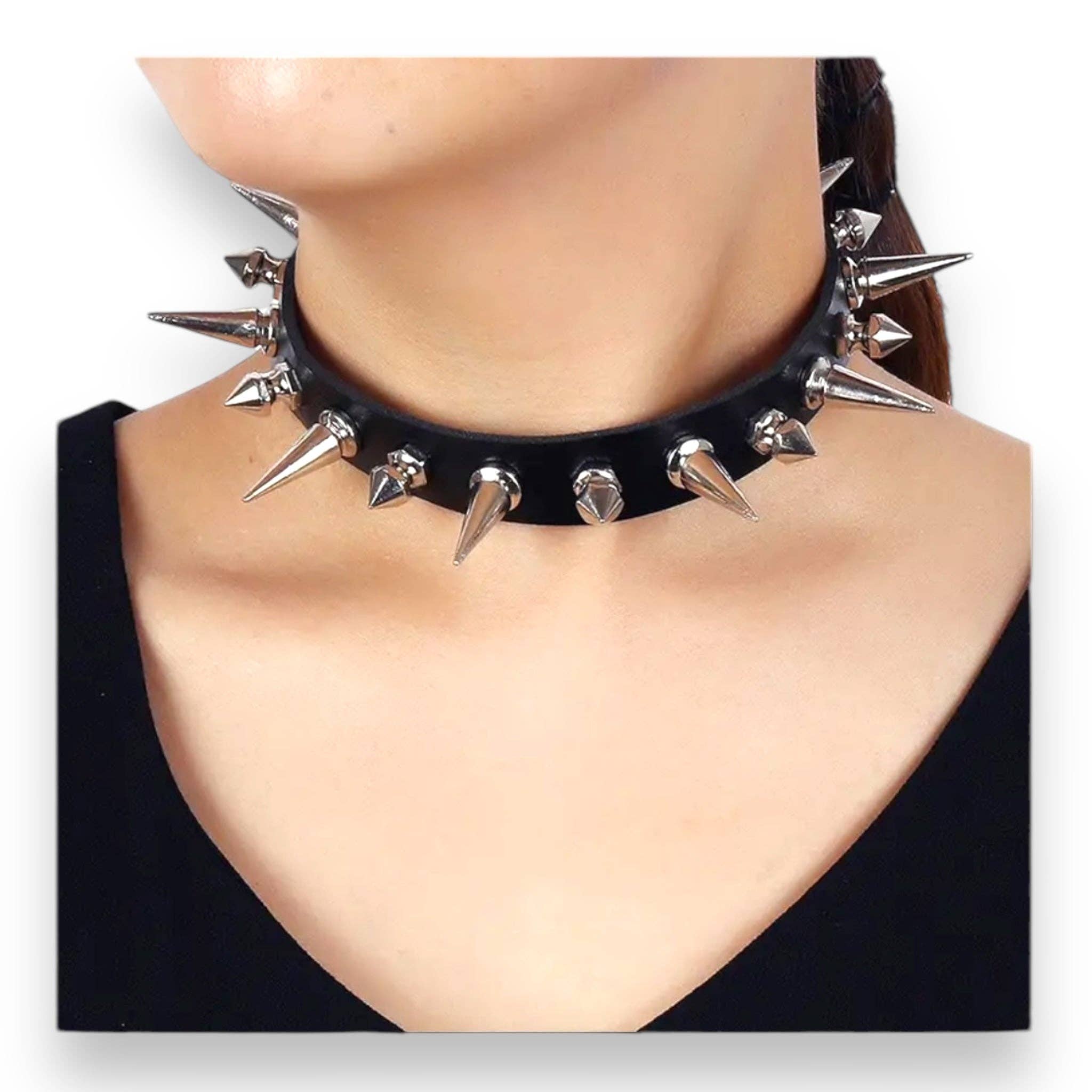 Kinky Pleasure - Wholesale Choker/Collar - Kinky Pleasure - T158 - Extreme Spiked Choker6