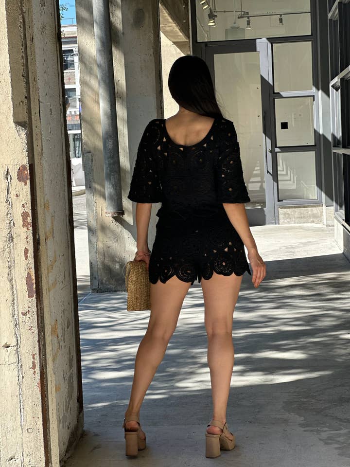 ACG Los Angeles - Wholesale Top & Short Set (NOT Loungewear) - Women's - Women's Crochet Eyelet Two Piece Set Top and Short 2