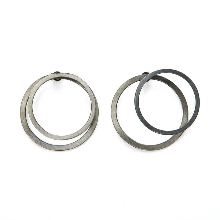 Circle ear jacket earrings for wholesale by Lilian Syrigou