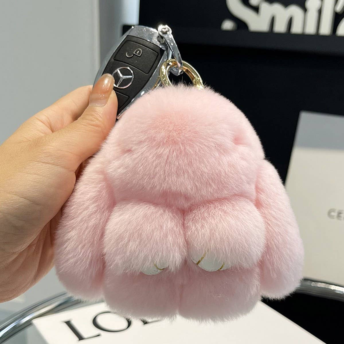 ACCITY - Wholesale Keychain - Unisex - NEW MINI CUTE PLUSH BUNNY CAR KEYCHAIN PENDANT_CWMM244810