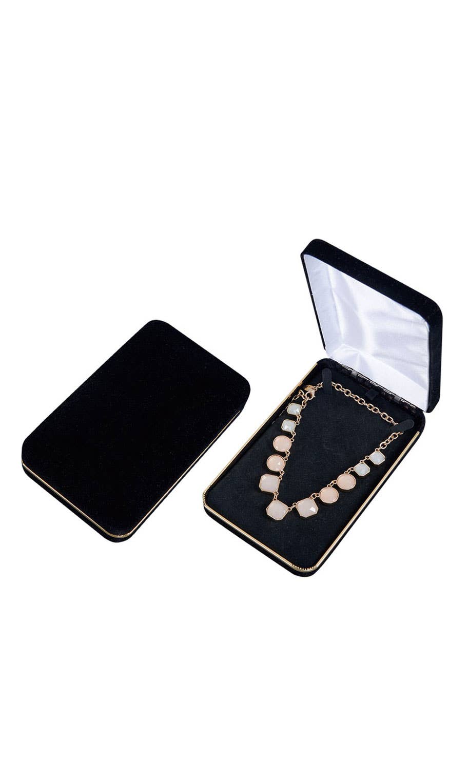 Store Supply Warehouse - Wholesale Jewelry Box/Organizer - Black Velvet Necklace Box - 4 1/4"L x 7"W x 1 1/2"H
