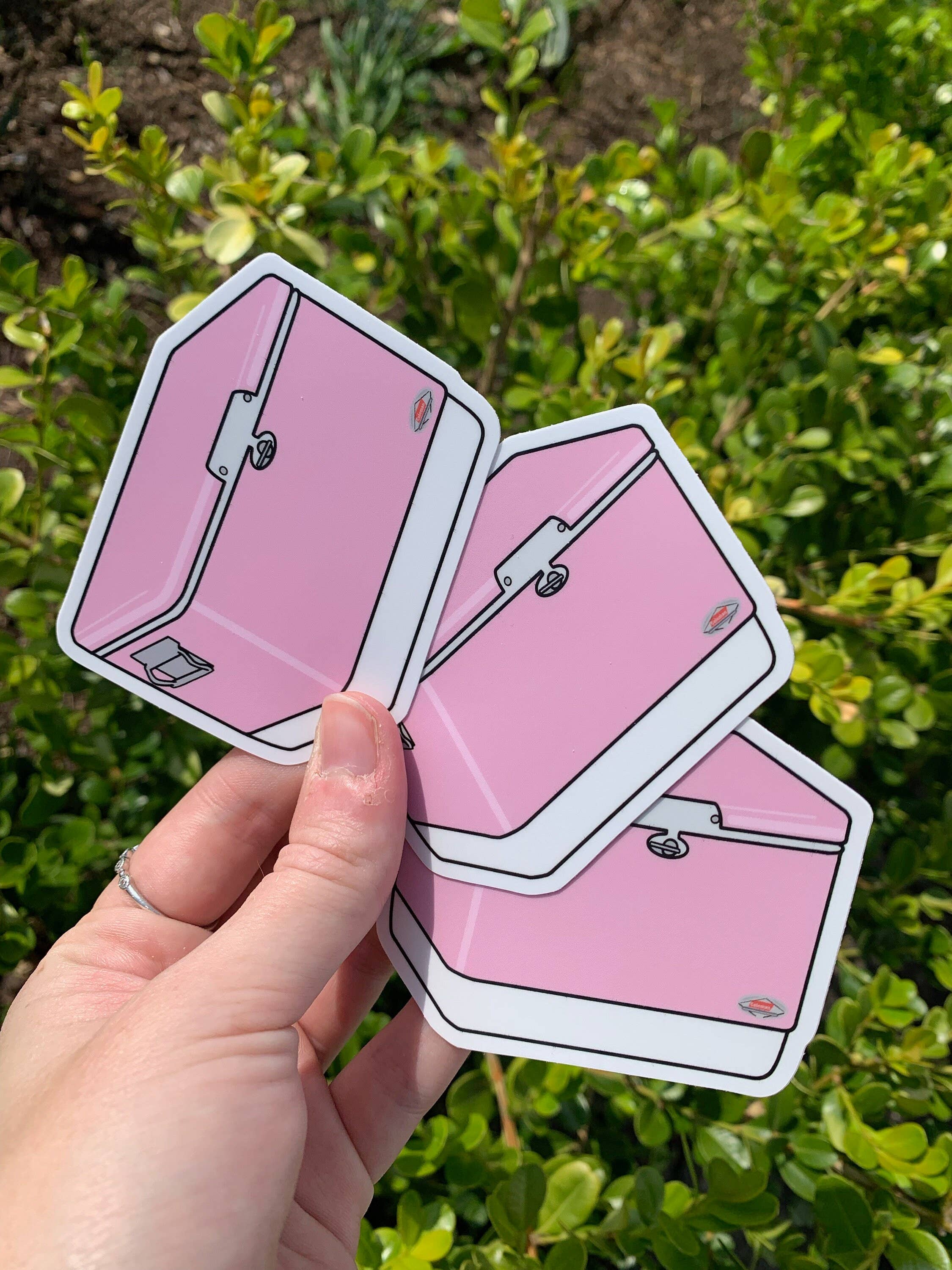 Extremely Retro - Wholesale Sticker - Vintage Hard Side Ice Chest Sticker - Bubble Gum Pink - Viny1