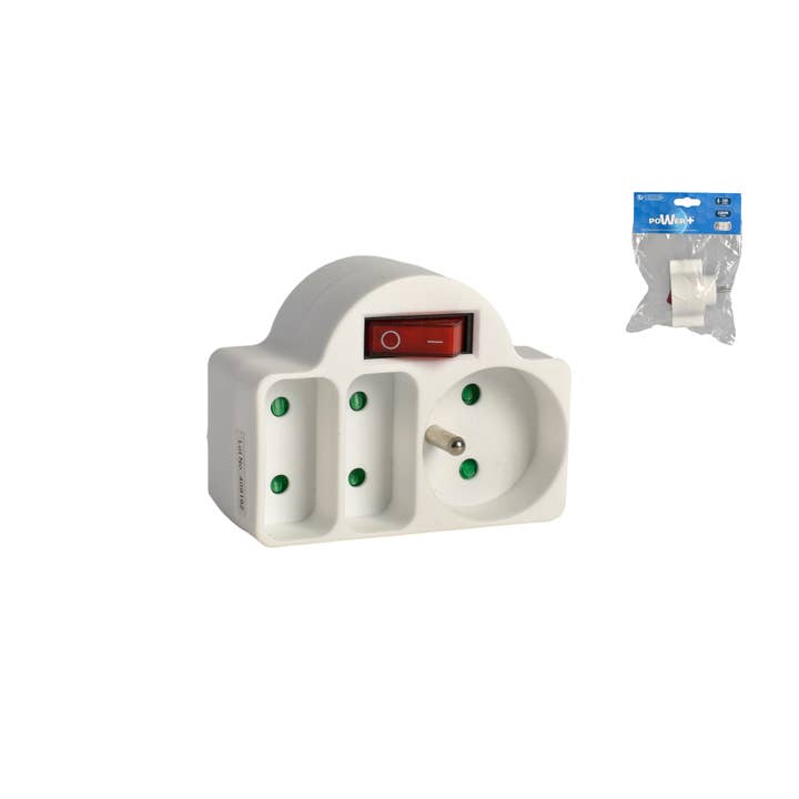 Triplite con interruptor 2 x 6A + 1 x 16A para venta al por mayor de CP INTERNATIONAL