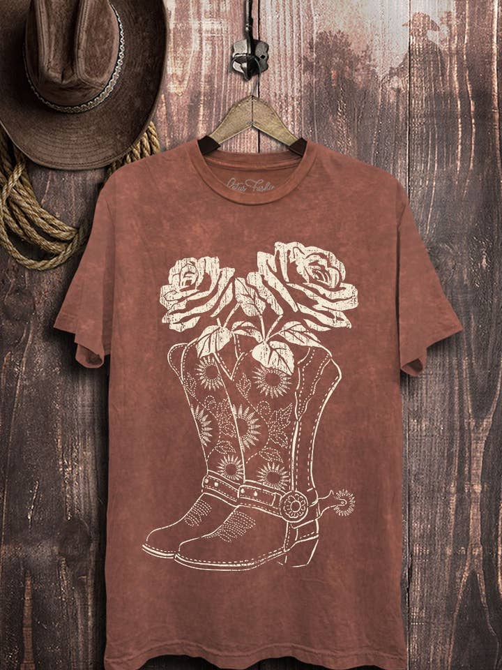 Boots Top mit Rosenmotiv für den Großhandel von Lotus Fashion Collection