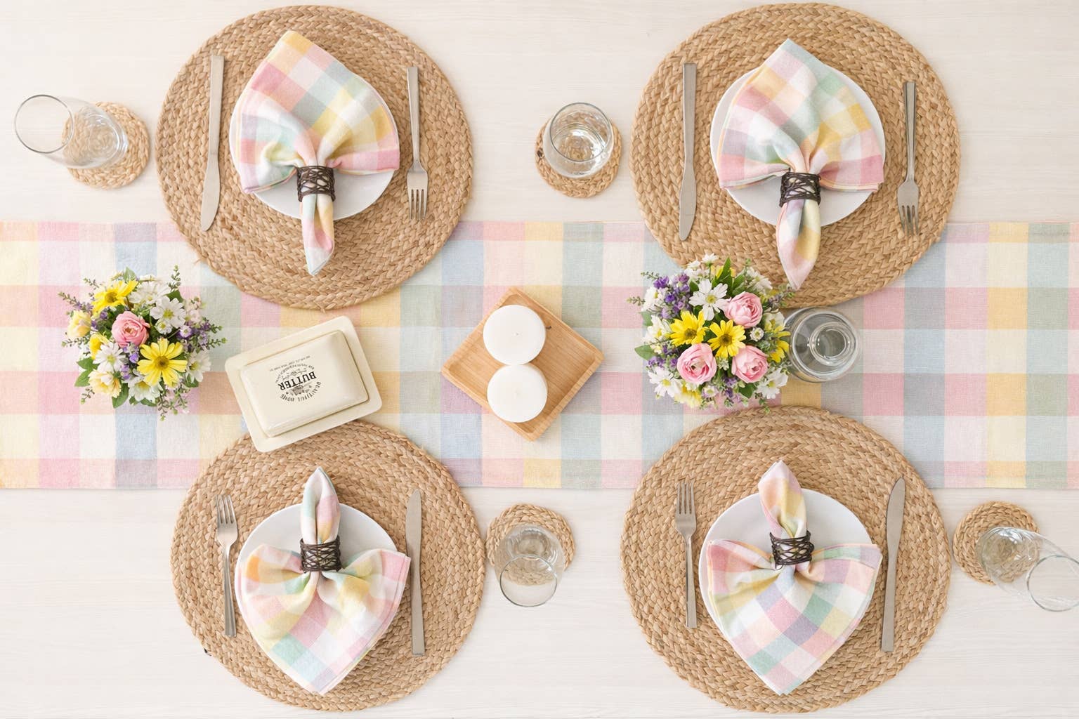 NATUURLIJKE JUTE Set van 4 ronde placemats van gevlochten jute, 38 cm, natuurlijk voor groothandel op Faire