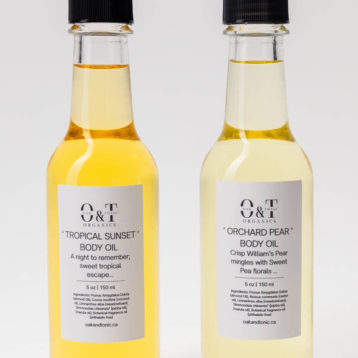 Huile pour le corps Tropical Sunset 150 ml pour la vente par Oak & Tonic Organics
