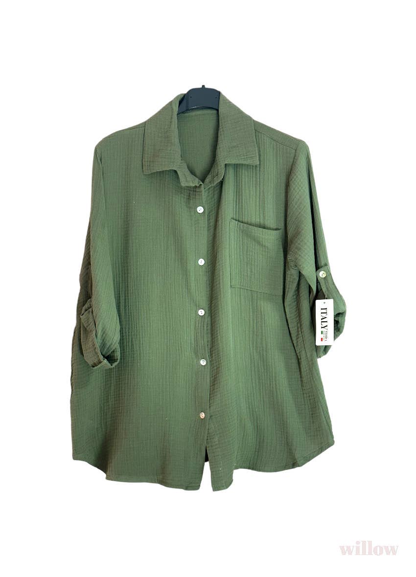 Moonsun - Venta al por mayor Camisa con botones - Mujer - Camisa de algodón batista con botones #527015