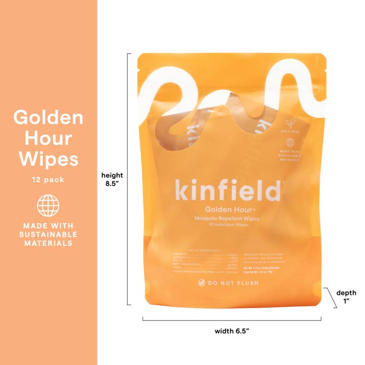 Kinfield - Wholesale Insect Repellent - Golden Hour Wipes - Natural Mosquito Repellent